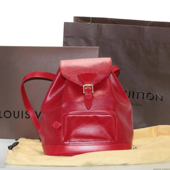 LOUIS VUITTON Epi Montsouris MM Backpack Red - Picture 11 of 16